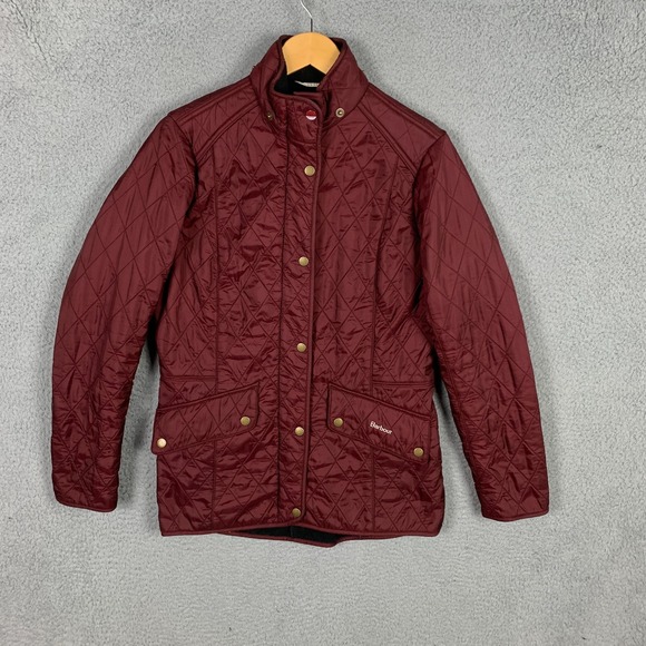 Barbour Pantone Chromatics Jacket Women's 10 Maroon Quilted Fleece Lined No Hood - Picture 1 of 12